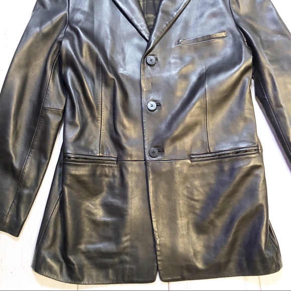 Cole Haan Country black leather jacket coat men’s medium heavy thick imported - Picture 3 of 10